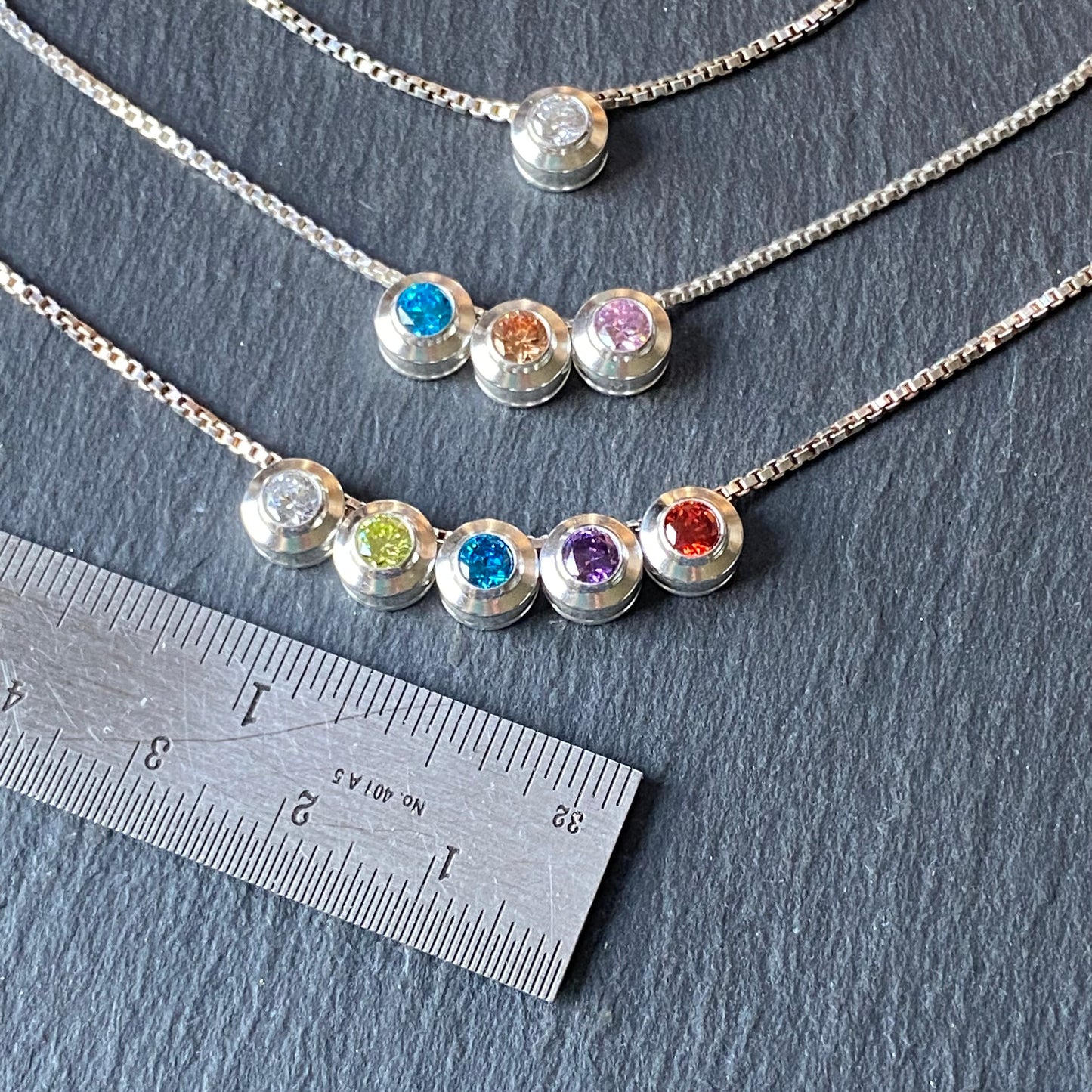 sterling silver birthstone slider charm necklace with birthstone crystals- drake designs jewelry