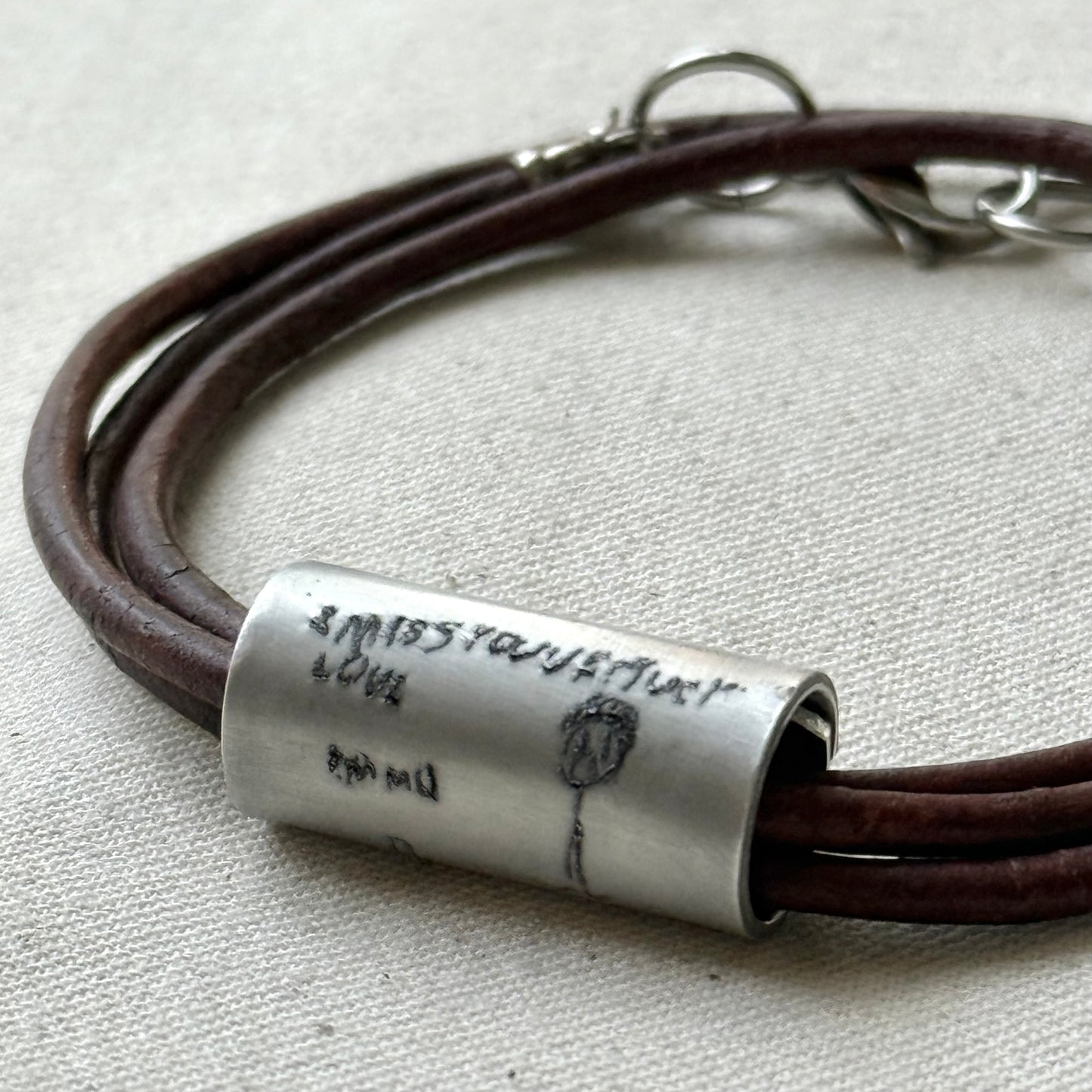 Actual Handwriting Bracelet Engraved with Loved Ones Handwritten Message or Kids’ Art Engraved