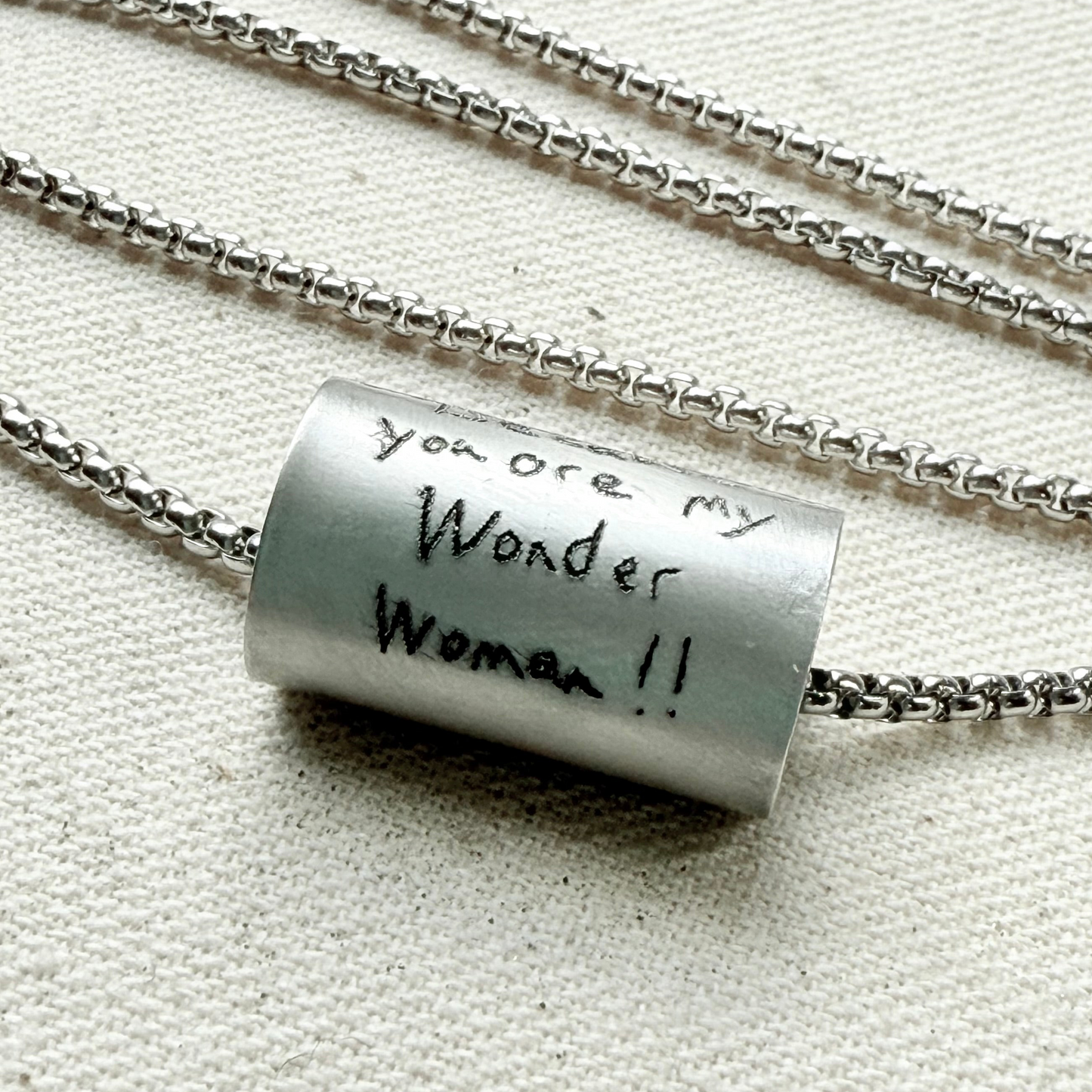 Silver Actual Handwriting necklace with actual loved ones handwritten message - drake designs jewelry