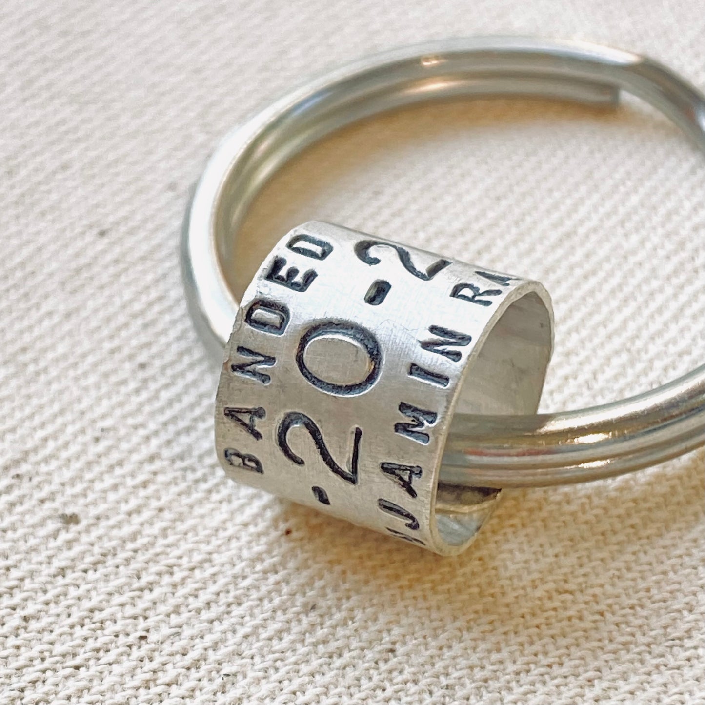 Personalized Duck Band Keychain - Sterling Silver - Hunting Gifts for Him