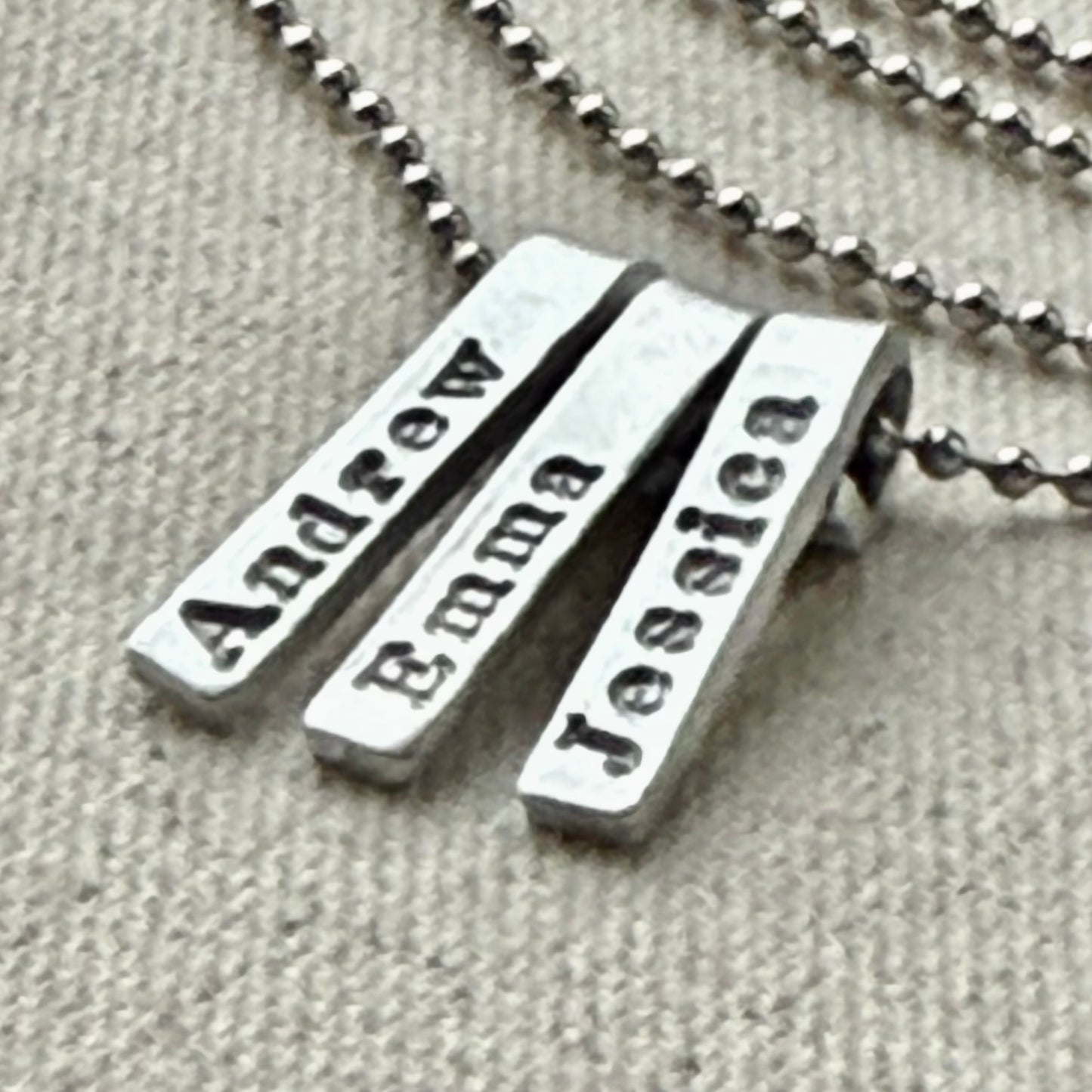 Personalized mom necklace with kids names on tiny bar charms - understated and simple mothers necklace - drake designs jewelry