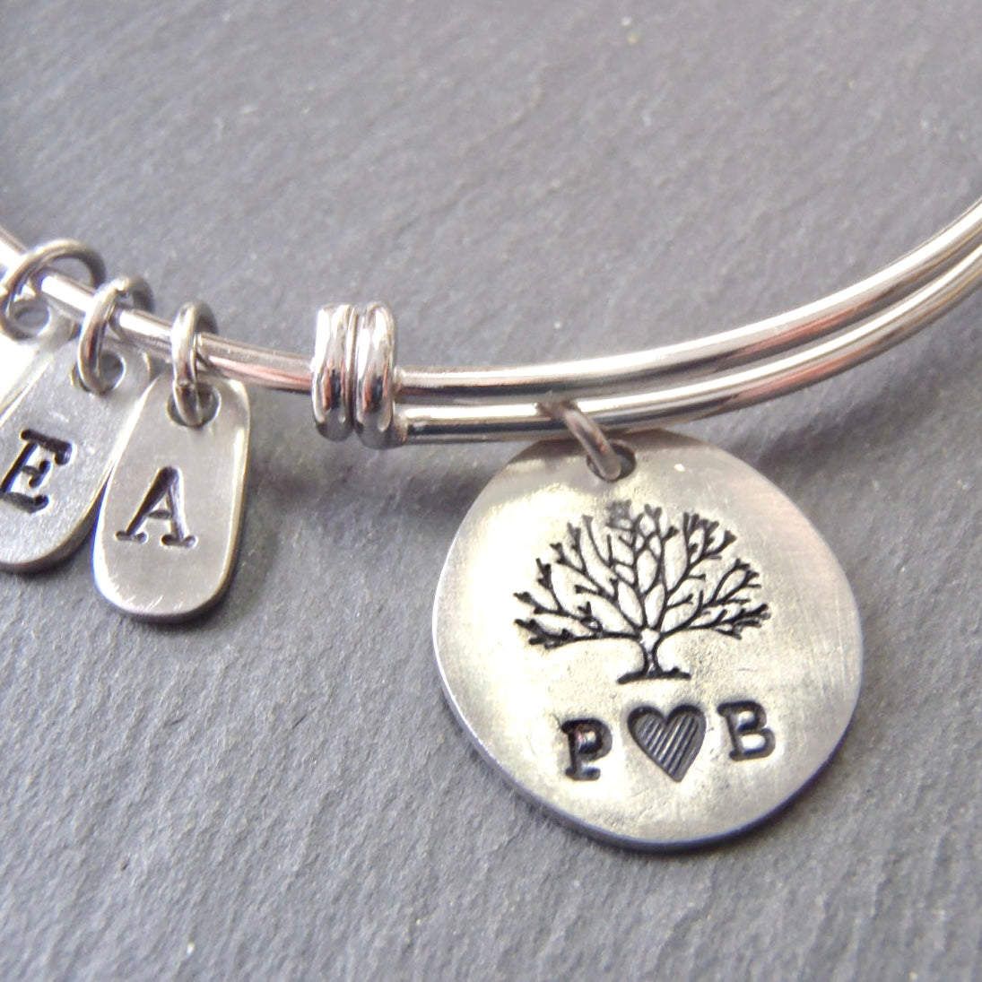 Family tree bracelet for mom personalized with initials