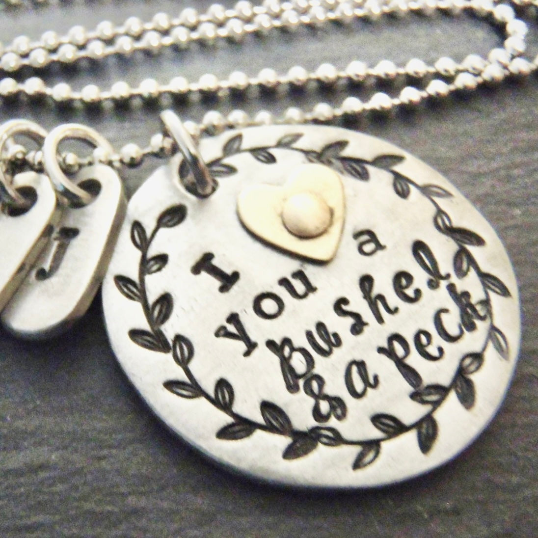 I love you a bushel and a peck necklace personalized for grandma or mom