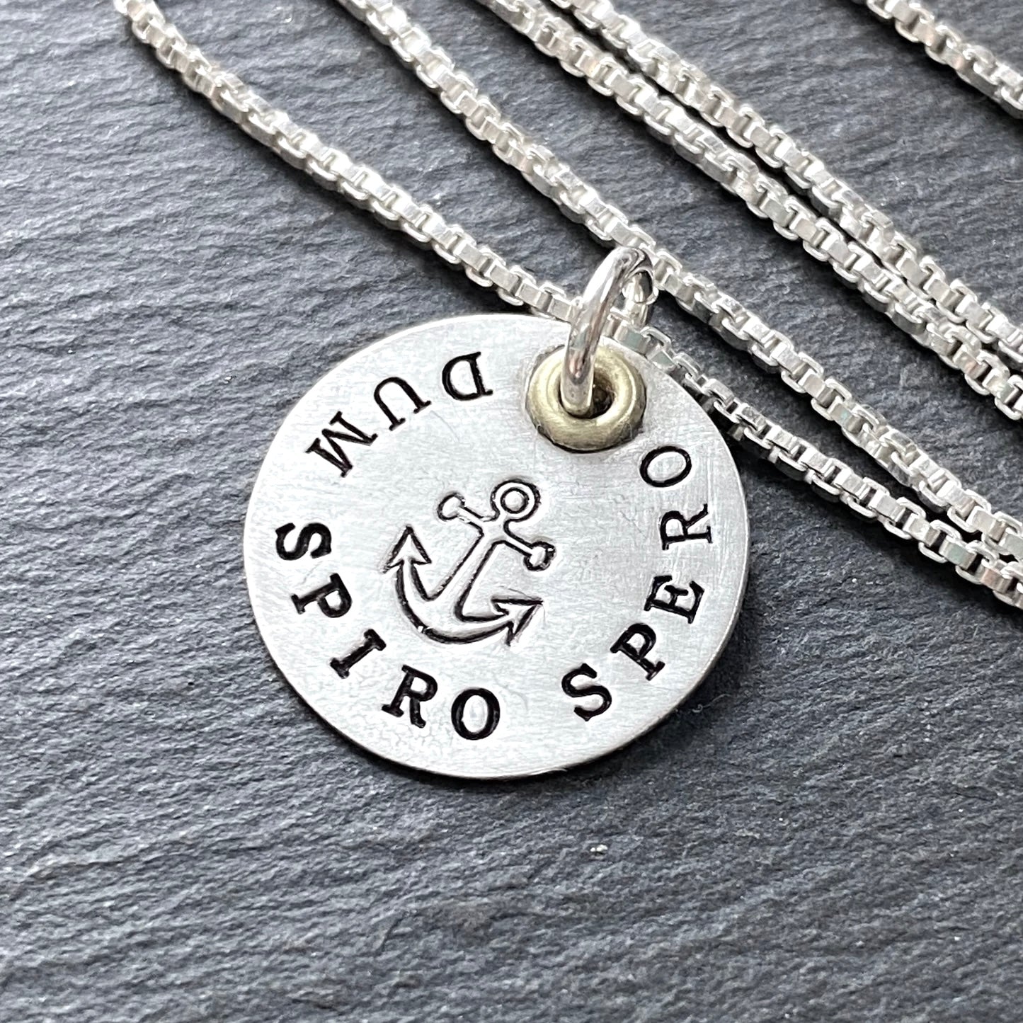 Dum Spiro Spero - Tiny sterling silver Latin Phrase Necklace - While I Breathe I Hope