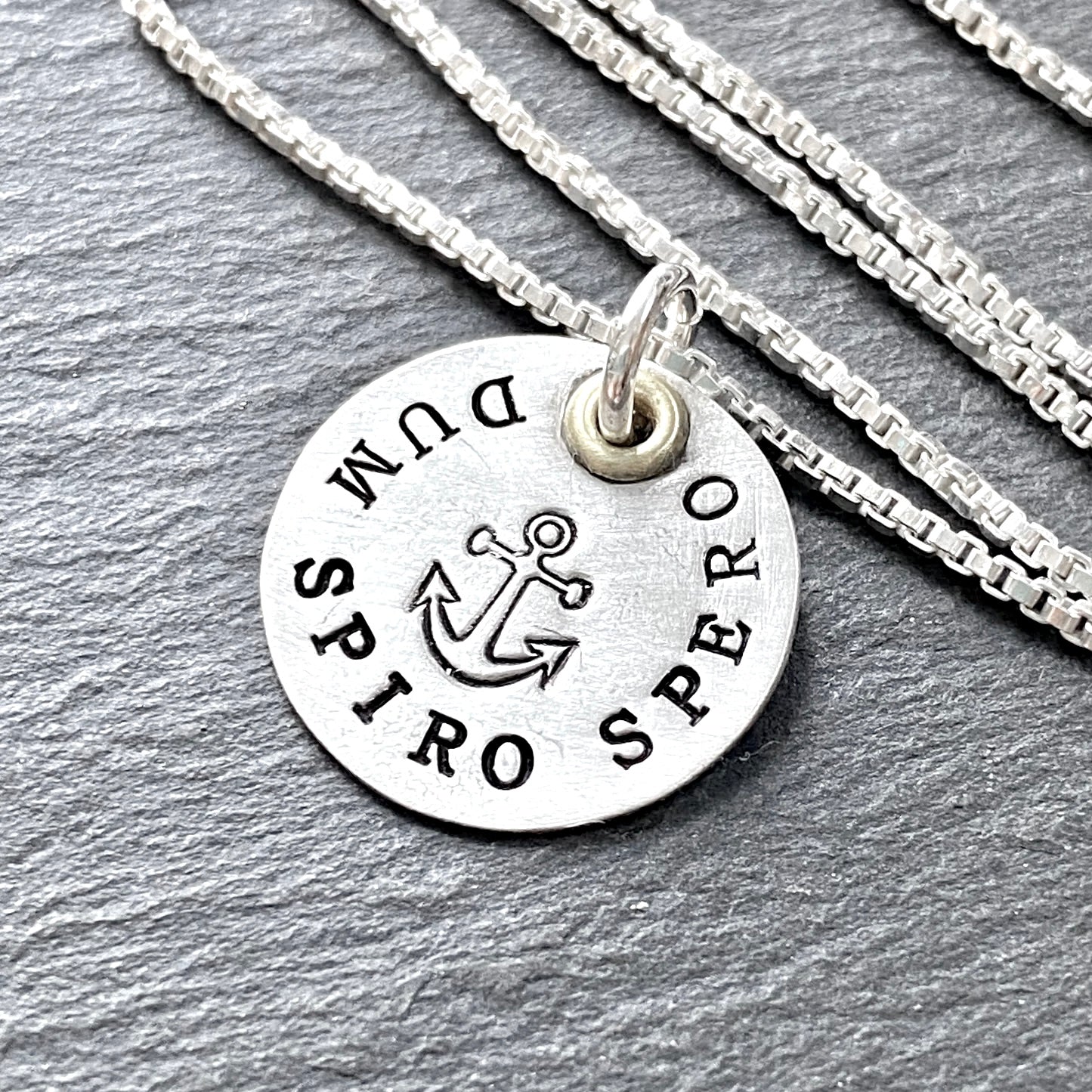 Dum Spiro Spero - Tiny sterling silver Latin Phrase Necklace - While I Breathe I Hope