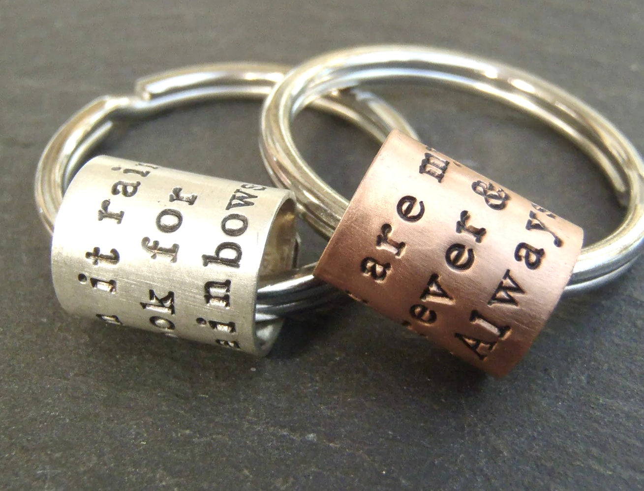 Personalized Keychain with Custom Hand Stamped Message