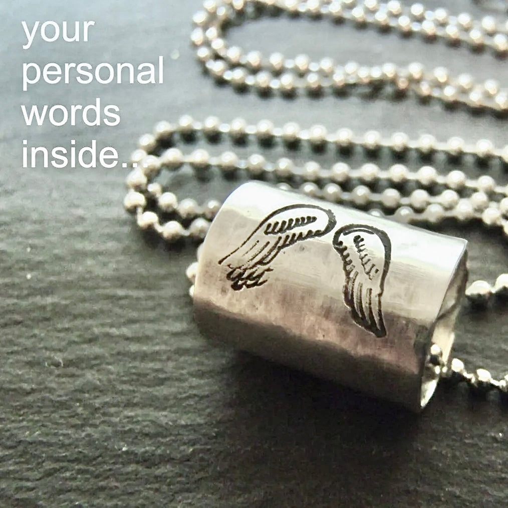 Remembrance Jewelry for Men or Women - Personalized Memorial Necklace with Wings