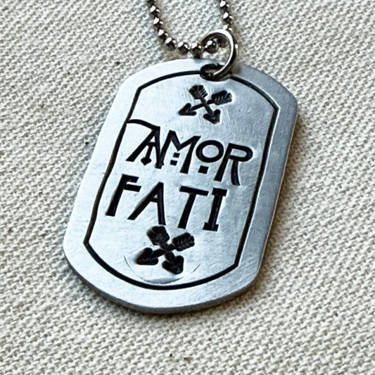 Amor fati - love your fate Latin phrase necklace stoic philosophy - drake designs jewelry