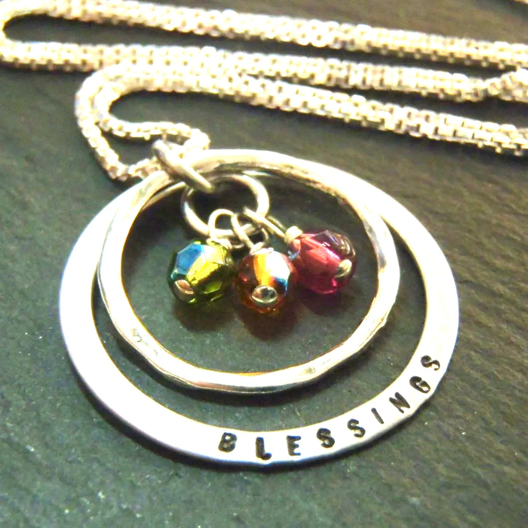 Sterling silver Personalized Mothers Necklace with Birthstones - BLESSINGS - drake designs jewelry