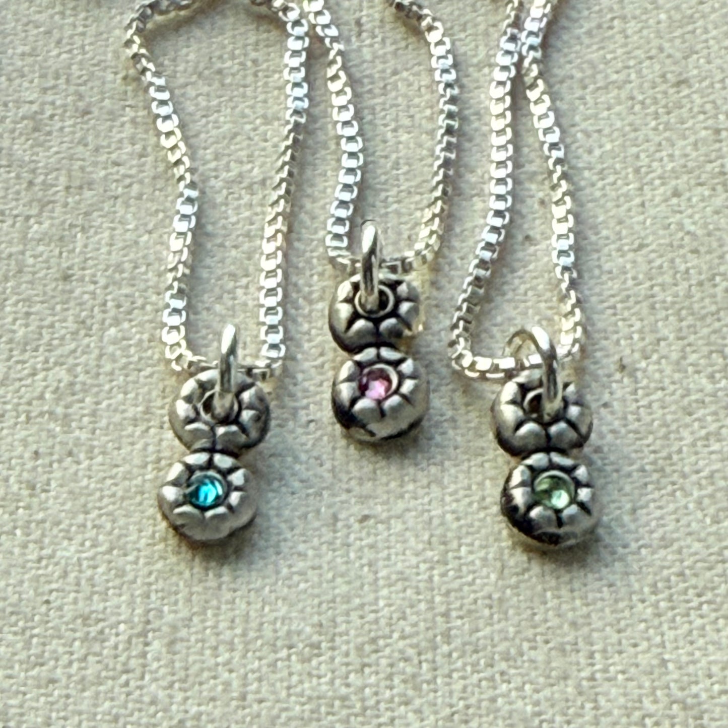 Teeny Tiny Sterling Silver Birthstone Flower Charm Necklace | Minimalist Mom Necklace | Drake Designs Jewelry