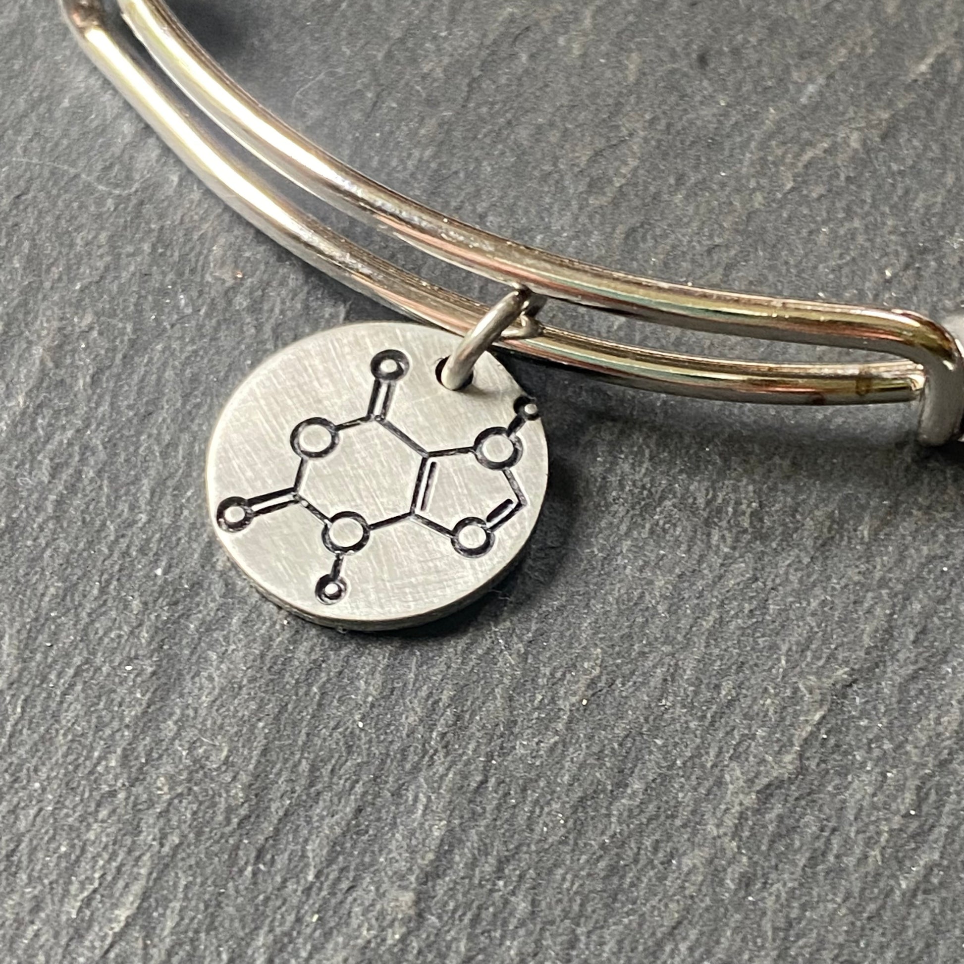 chocolate molecule bracelet. chemistry jewelry science gift for her. drake designs jewelry