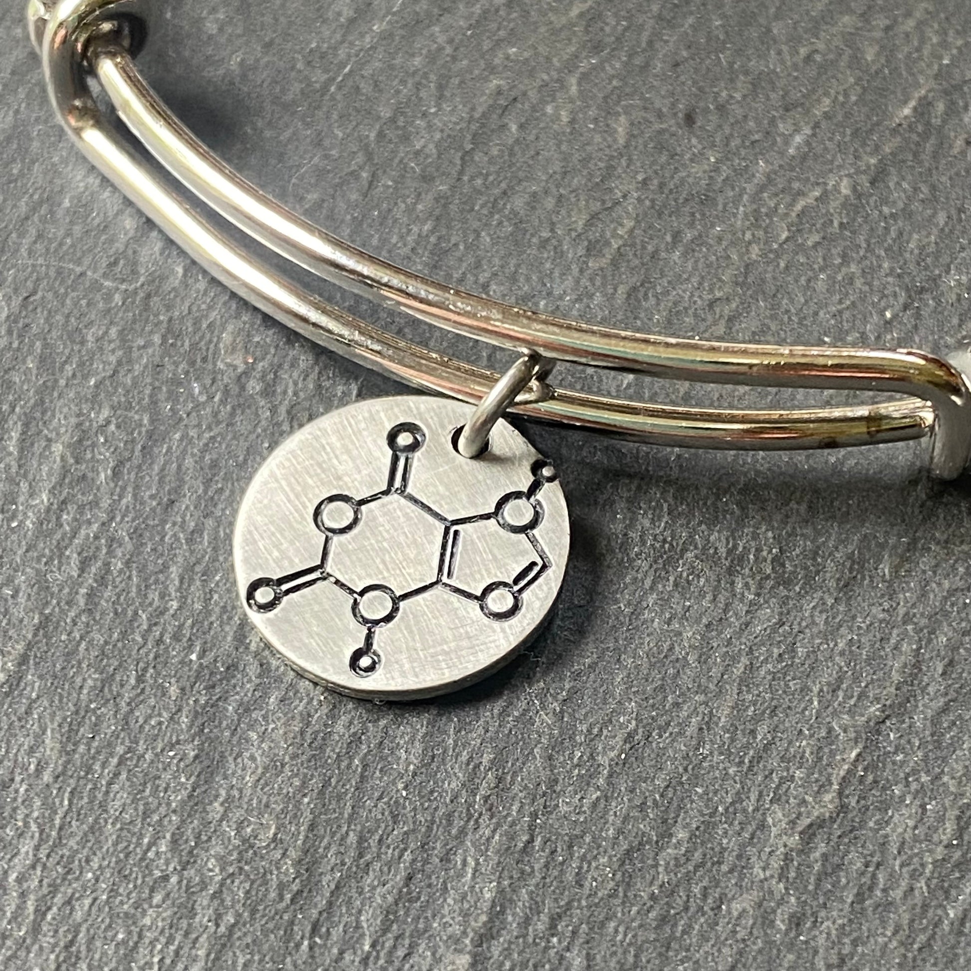 chocolate molecule bracelet. chemistry jewelry science gift for her. drake designs jewelry
