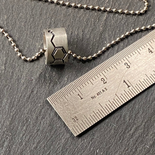 Dopamine molecule charm necklace. chemistry jewelry science gift for him. drake designs jewelry