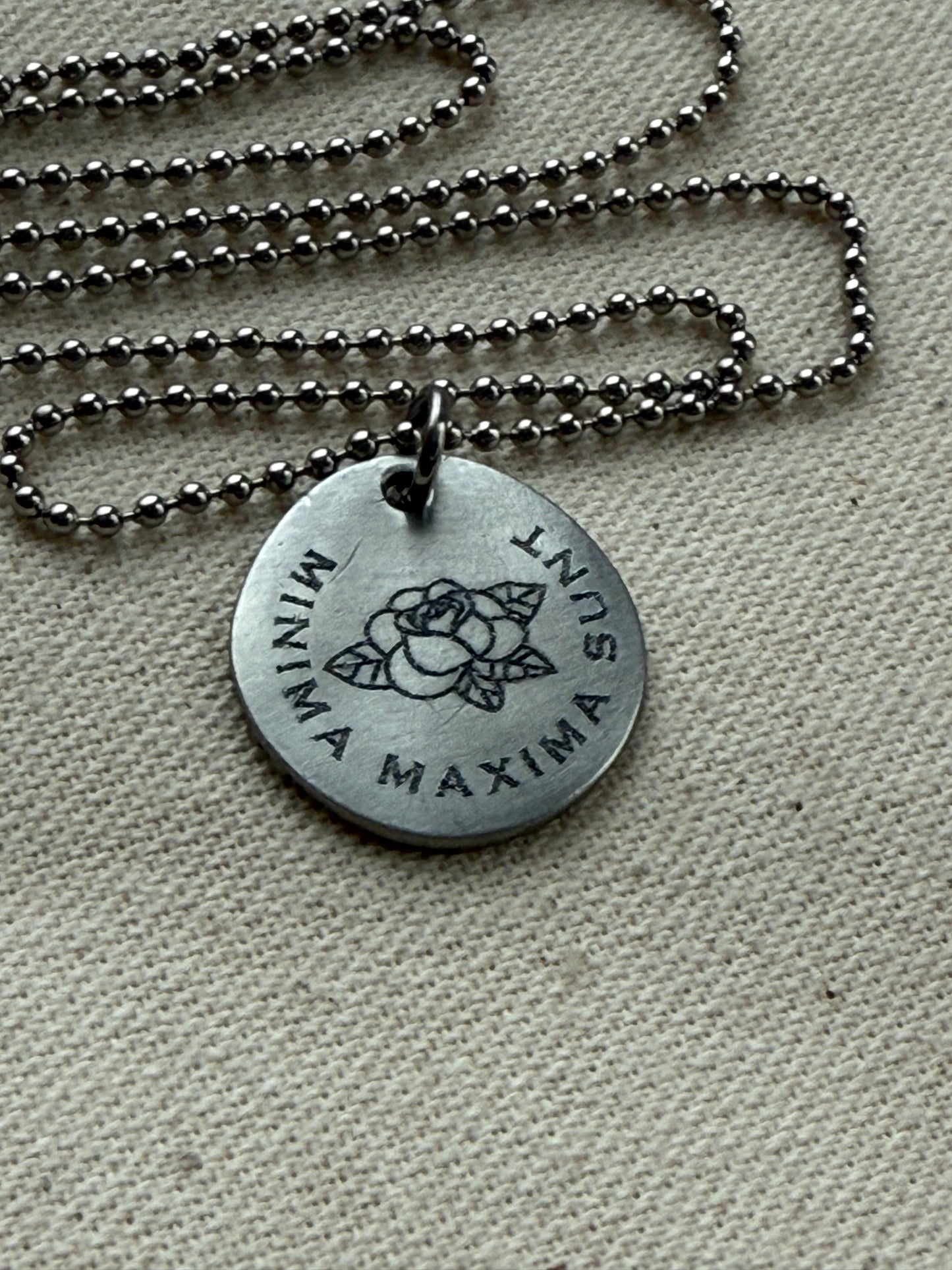 minima maxima sunt necklace - latin phrase jewelry - the little things are the most important - drake designs jewelry