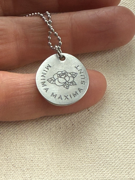 minima maxima sunt necklace - latin phrase jewelry - the little things are the most important - drake designs jewelry