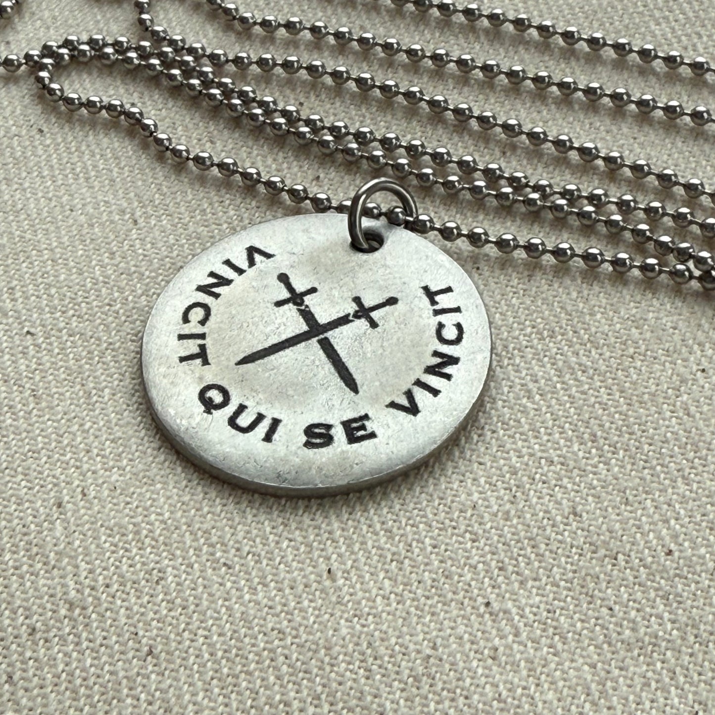 Vincit Qui Se Vincit- Latin Phrase Necklace - He Conquers Who Conquers H
