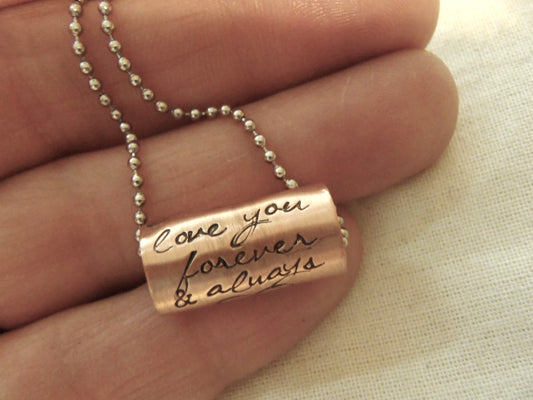 Custom Quote Necklace - Copper Anniversary Gift Personalized for Men or Women