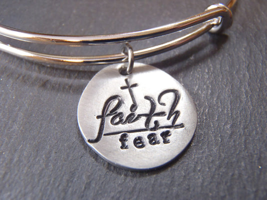 Faith Over Fear Bangle Bracelet