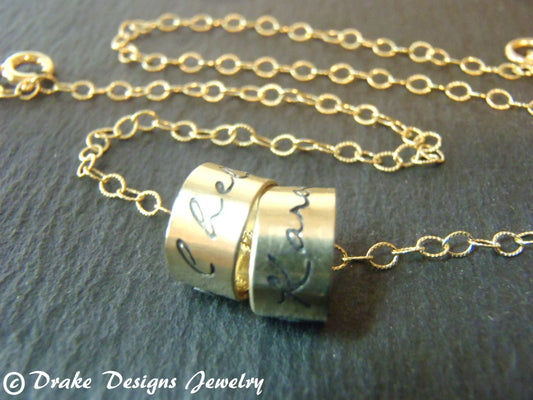 Mom Necklace with Childrens Names - 14k Gold filled Personalized Name Charm Necklace - drake designs jewelry