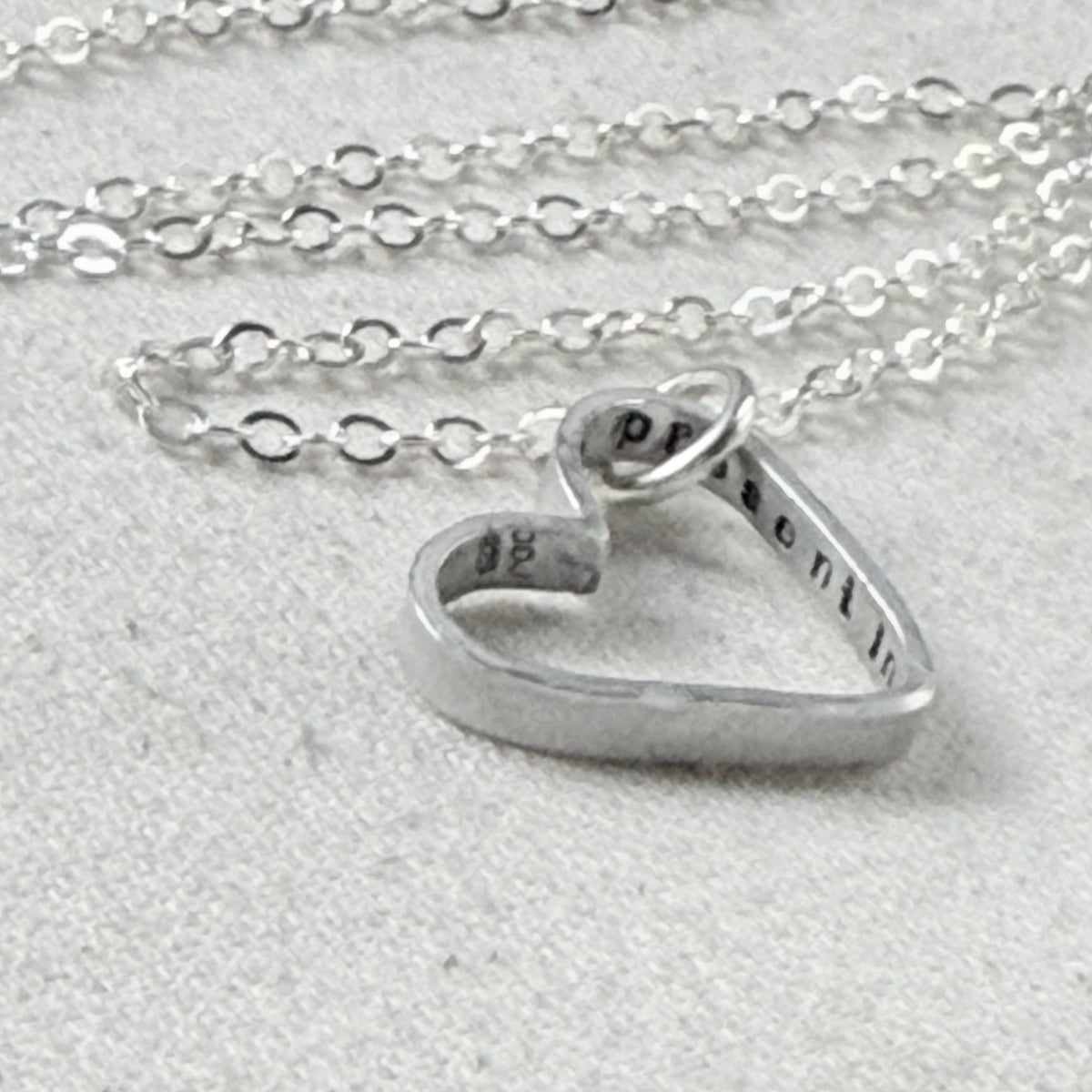 personalized sterling silver open heart necklace with custom secret message inside - drake designs jewelry