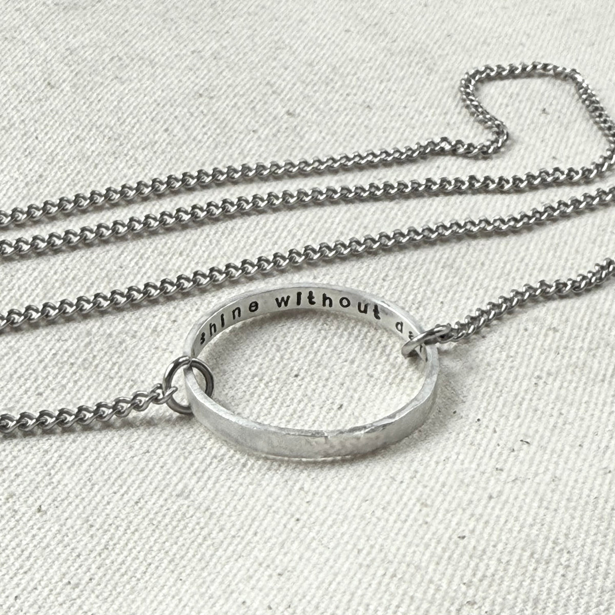 Sterling silver secret message pendant necklace for her - open circle necklace with personalized hidden message- drake designs jewelry