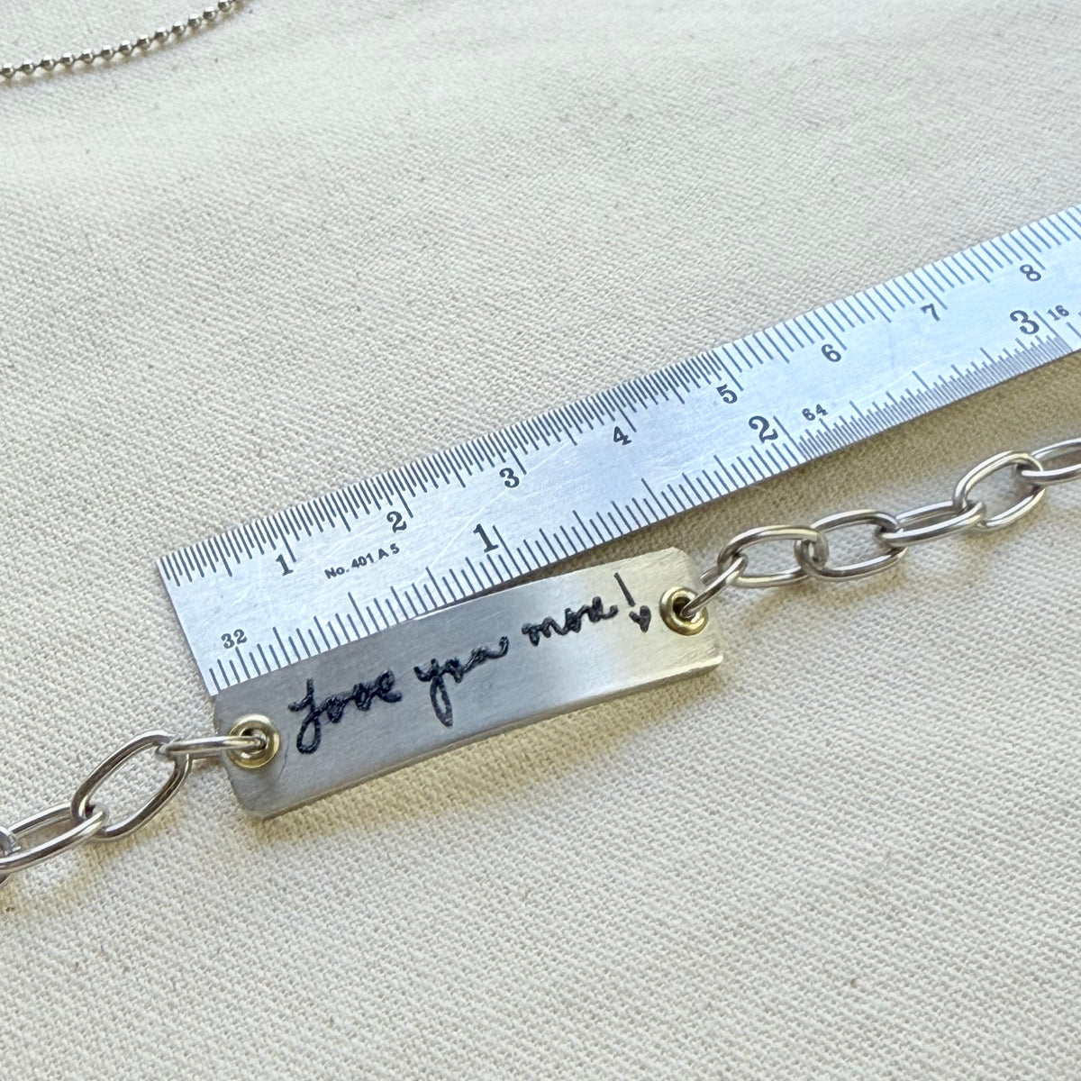 silver and gold bracelet with loved ones actual handwriting engraved - memorial jewelry - drake designs jewelry