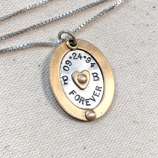 Children's initial mom necklace with meaning personalized mixed metals