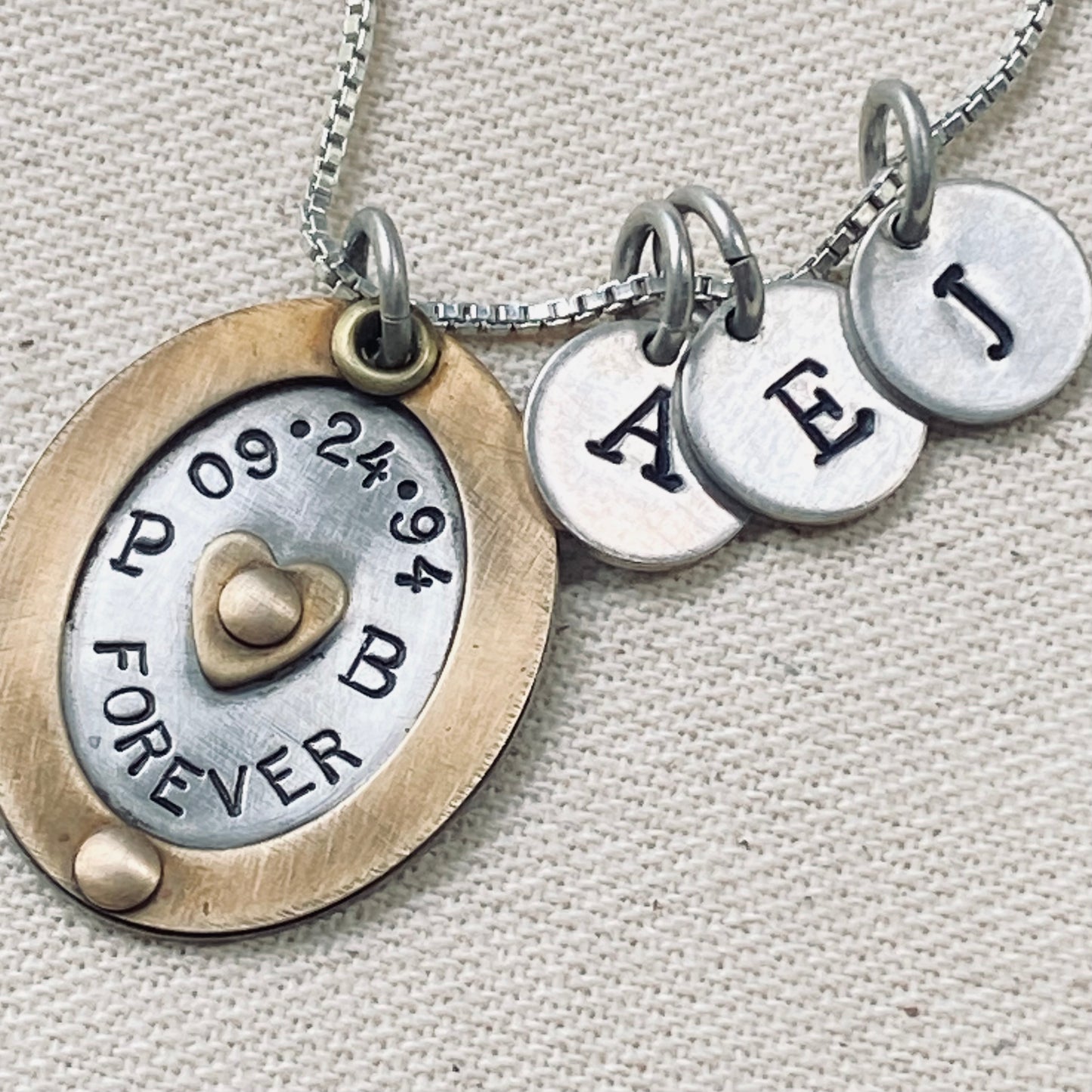Children's initial mom necklace with meaning personalized mixed metals
