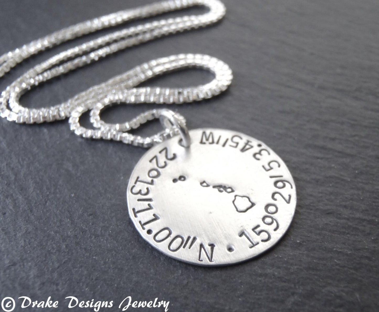 Custom Coordinates Adjustable Bangle Bracelet for Her - Sterling Silver Charm with Compass Rose
