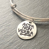 deeds not words acta non verba bracelet - Latin phrase jewelry for her with tattoo font and arrow - drake designs jewelry