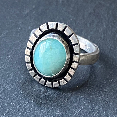 amazonite sterling silver ring hand made raw and organic. drake designs jewelry