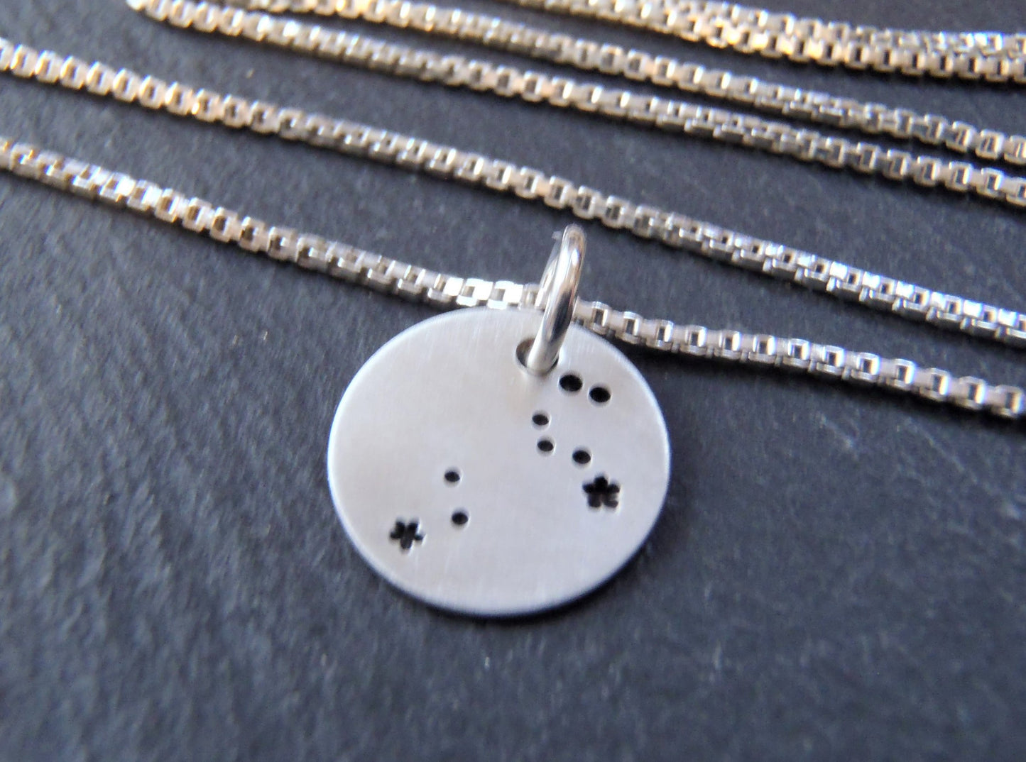 Zodiac constellation necklace hand stamped on sterling silver - Drake Designs Jewelry