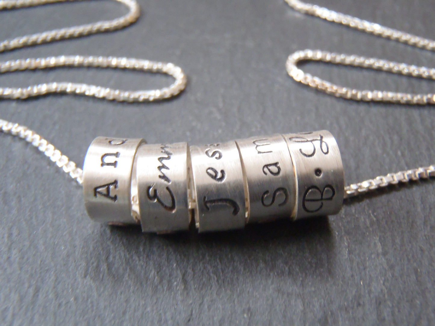 mothers necklace with childrens names pn sterling silver ring charms. drake designs jewelry