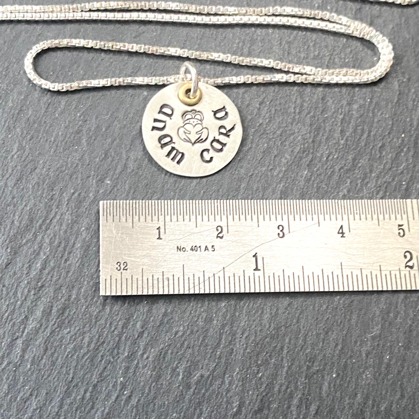 Claddagh necklace hand crafted in mixed metals. sterling silver anam cara Irish necklace. Symbol of love friendship and loyalty