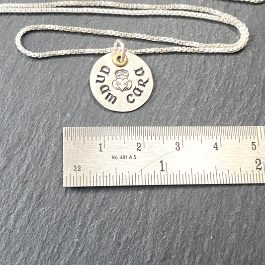 Claddagh necklace hand crafted in mixed metals. sterling silver anam cara Irish necklace. Symbol of love friendship and loyalty