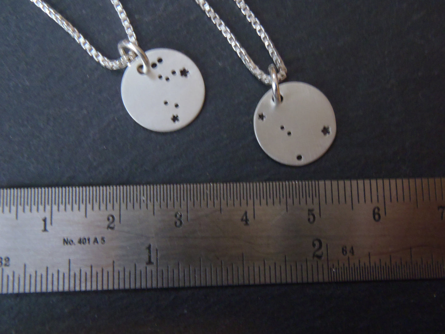 Zodiac constellation necklace hand stamped on sterling silver - Drake Designs Jewelry