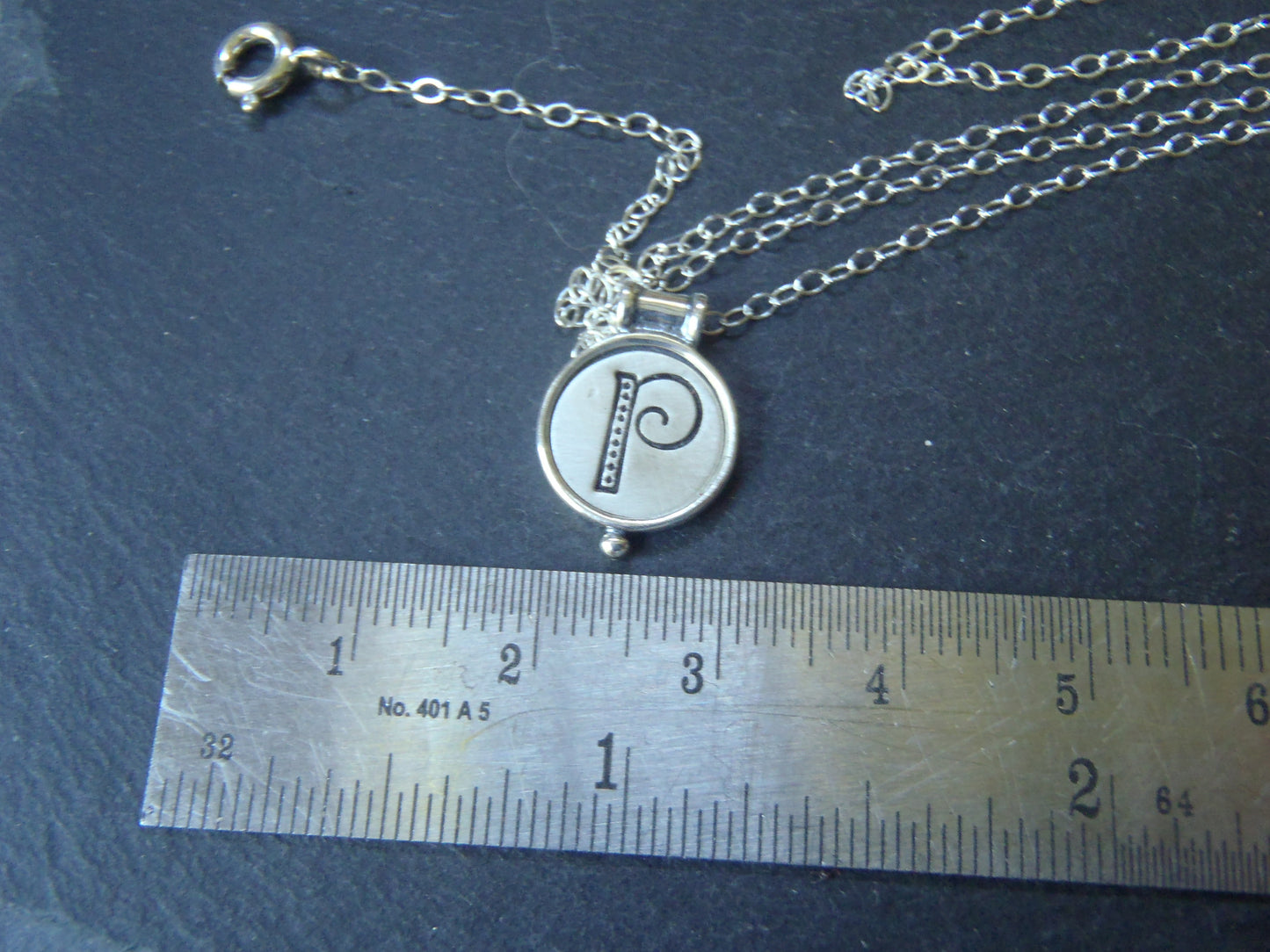 sterling silver raised edge pendant with whimsical font - drake designs jewelry