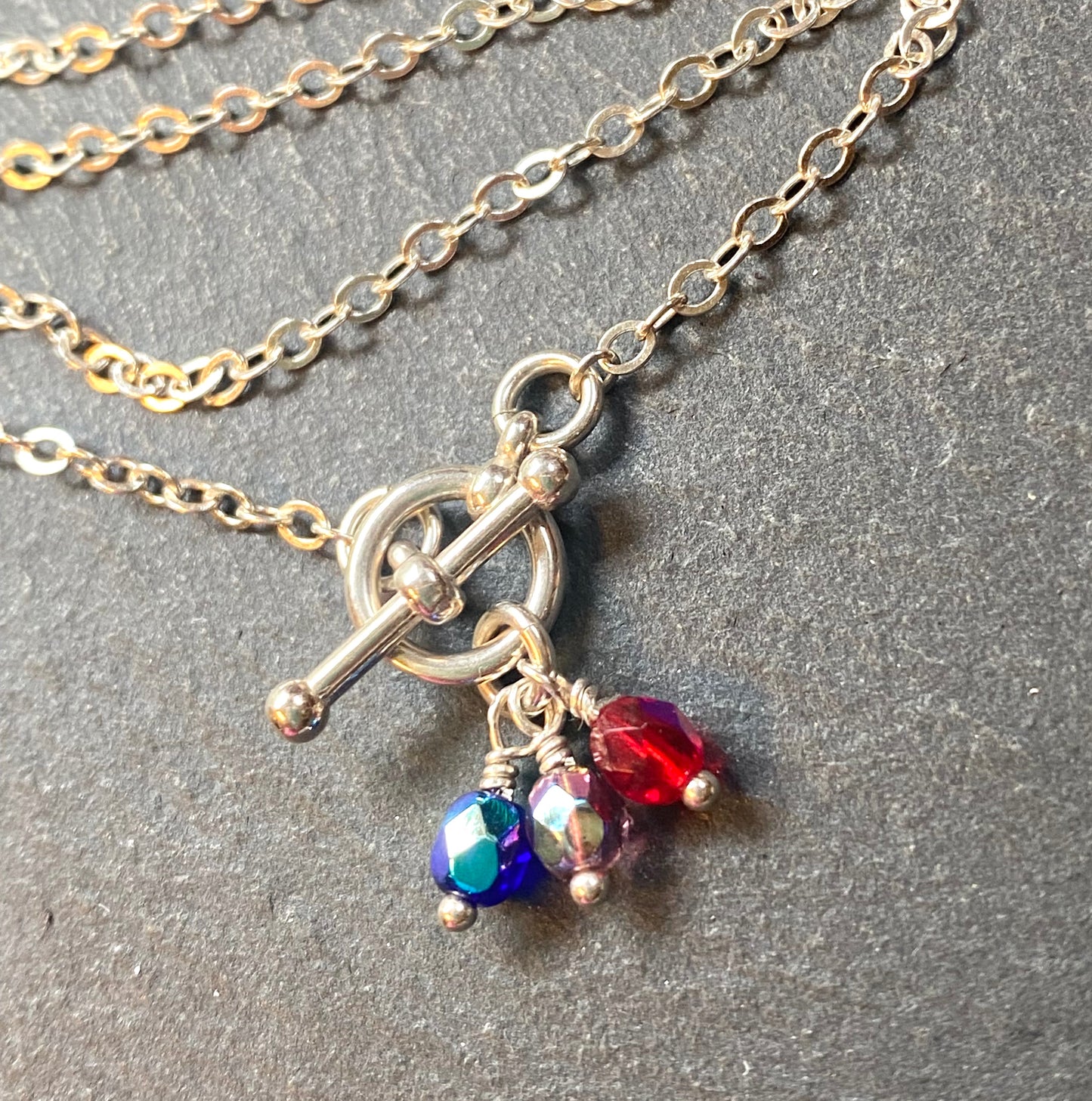 sterling silver toggle clasp mom necklace with kids birthstones - family necklace sterling silver - drake designs jewelry