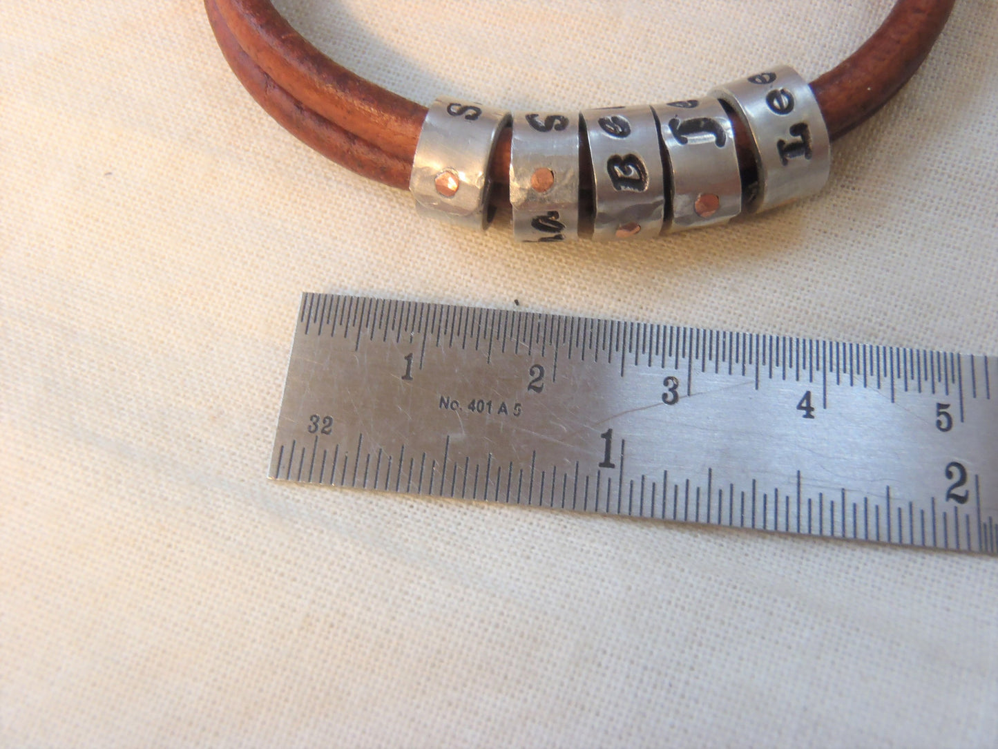 Personalized name charms on smooth leather bracelet - charms cannot be added and size cannot be modified after made! - Drake Designs Jewelry