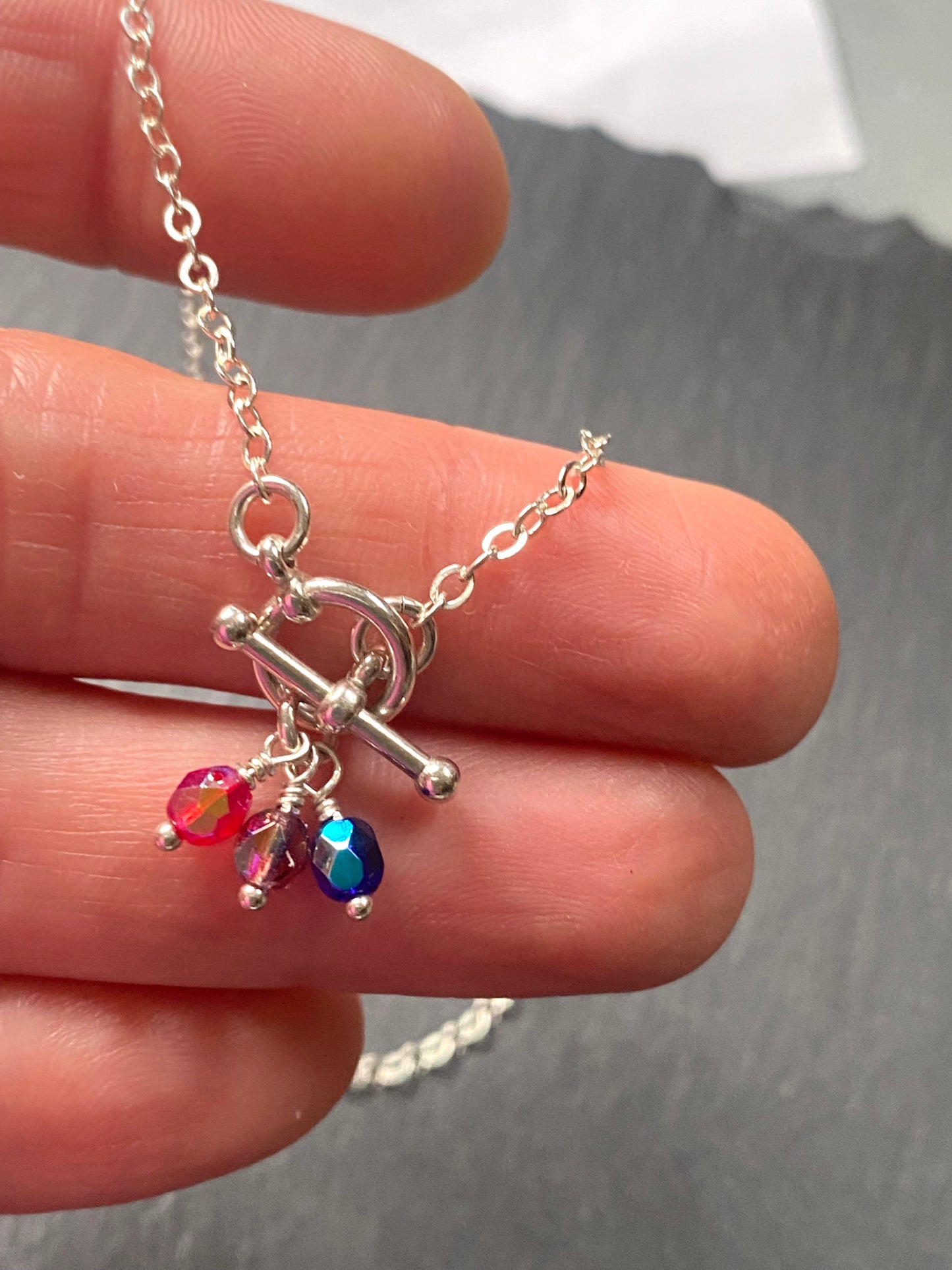 sterling silver toggle clasp in front mom necklace personalized with birthstones - drake designs jewelry