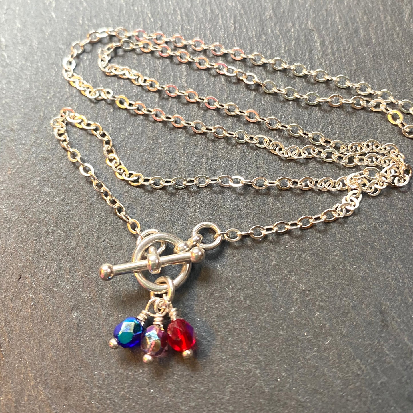 sterling silver toggle clasp necklace for mom personalized with kids birthstones. - drake designs jewelry