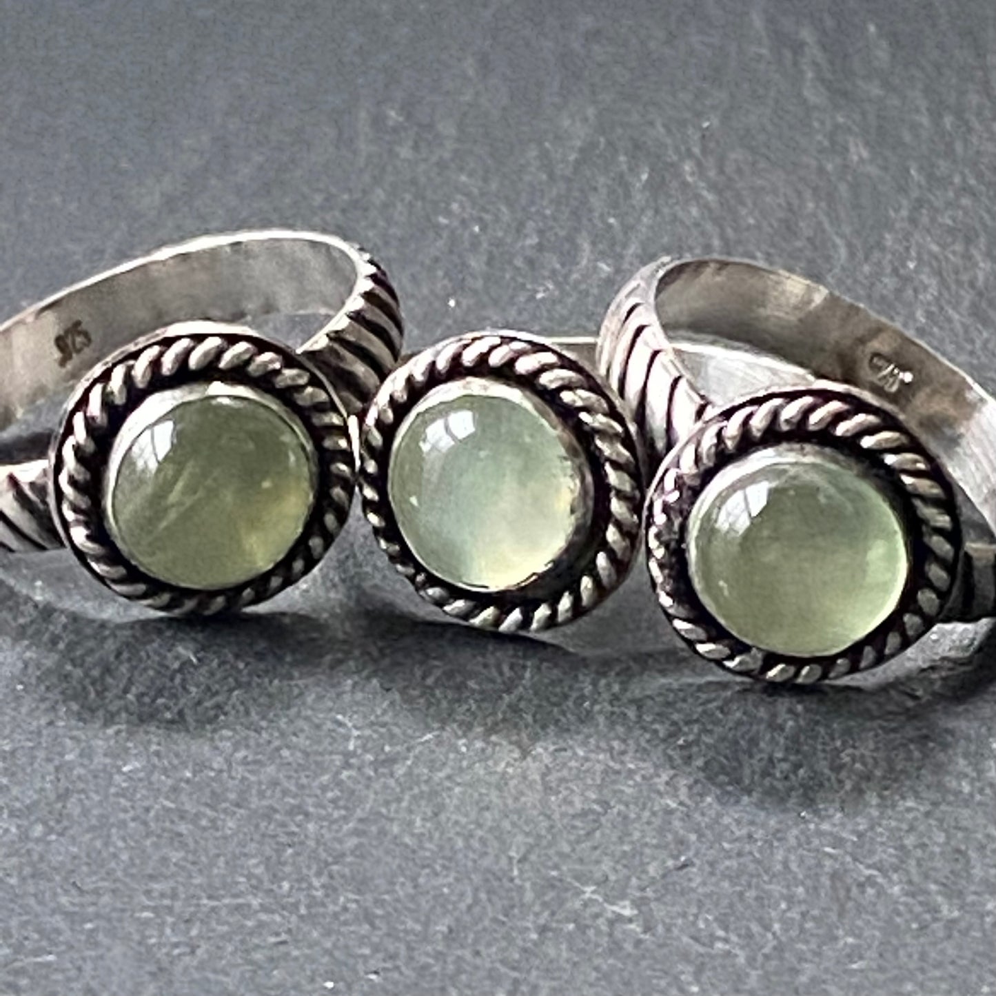 prehnite ring sterling silver made by hand from recycled sterling silver - drake designs jewelry