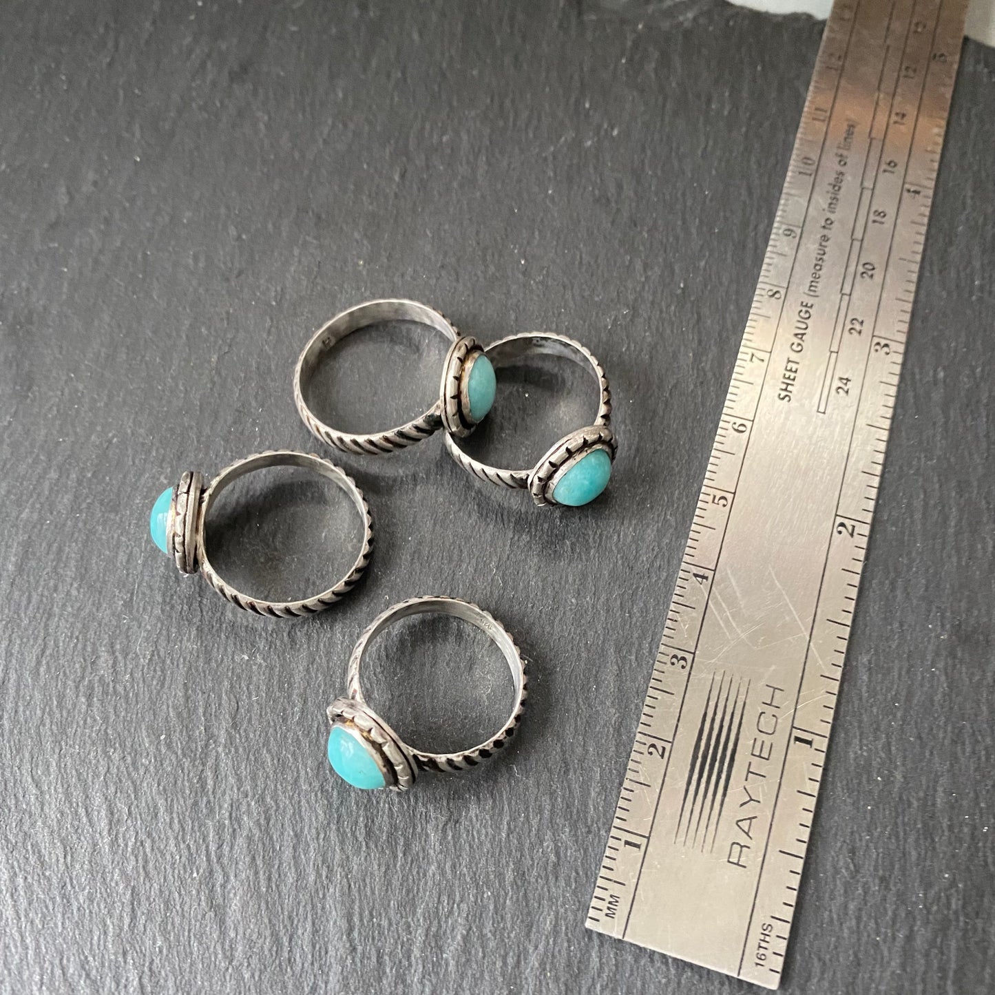 Amazonite Ring Crafted from Sterling Silver and Natural Turquoise Color Gemstone with Twisted Wire Rope Cable Band Ring - drake designs jewelry