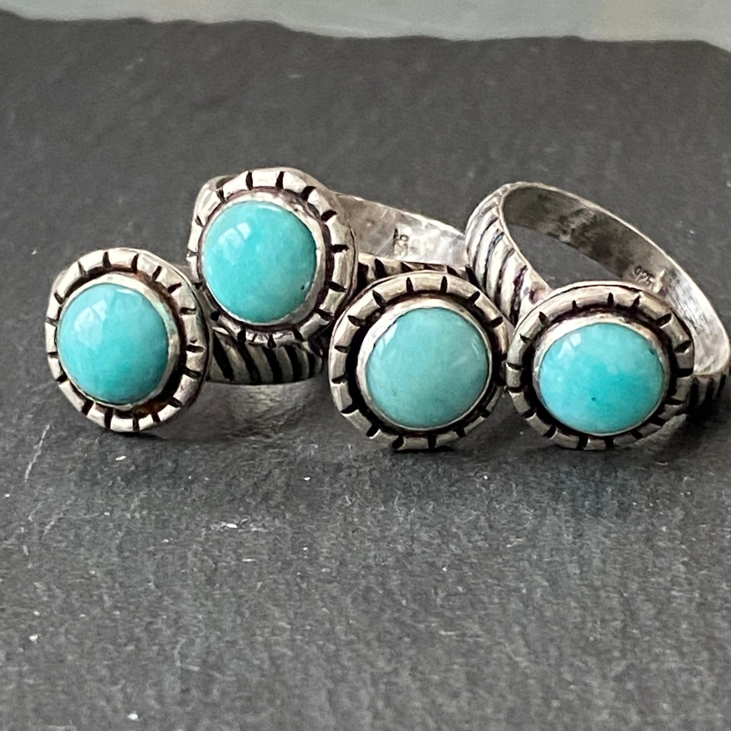 Amazonite Ring Crafted from Sterling Silver and Natural Turquoise Color Gemstone with Twisted Wire Rope Cable Band Ring - drake designs jewelry