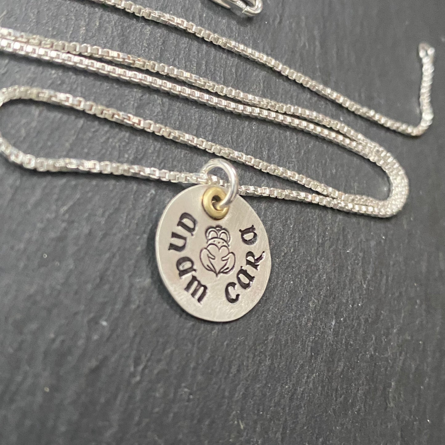 Claddagh necklace hand crafted in mixed metals. sterling silver anam cara Irish necklace. Symbol of love friendship and loyalty