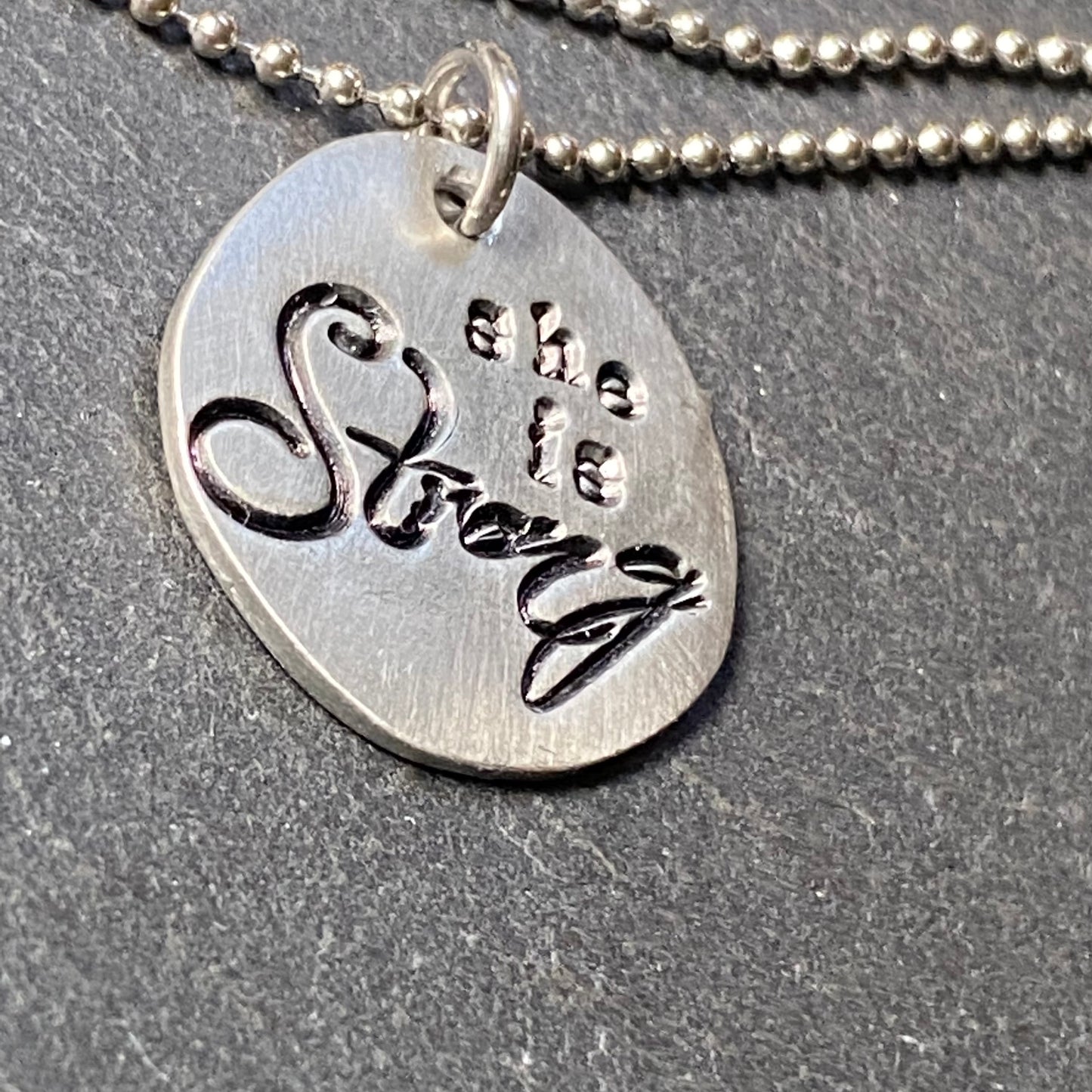 she is strong mantra necklace - drake designs jewelry