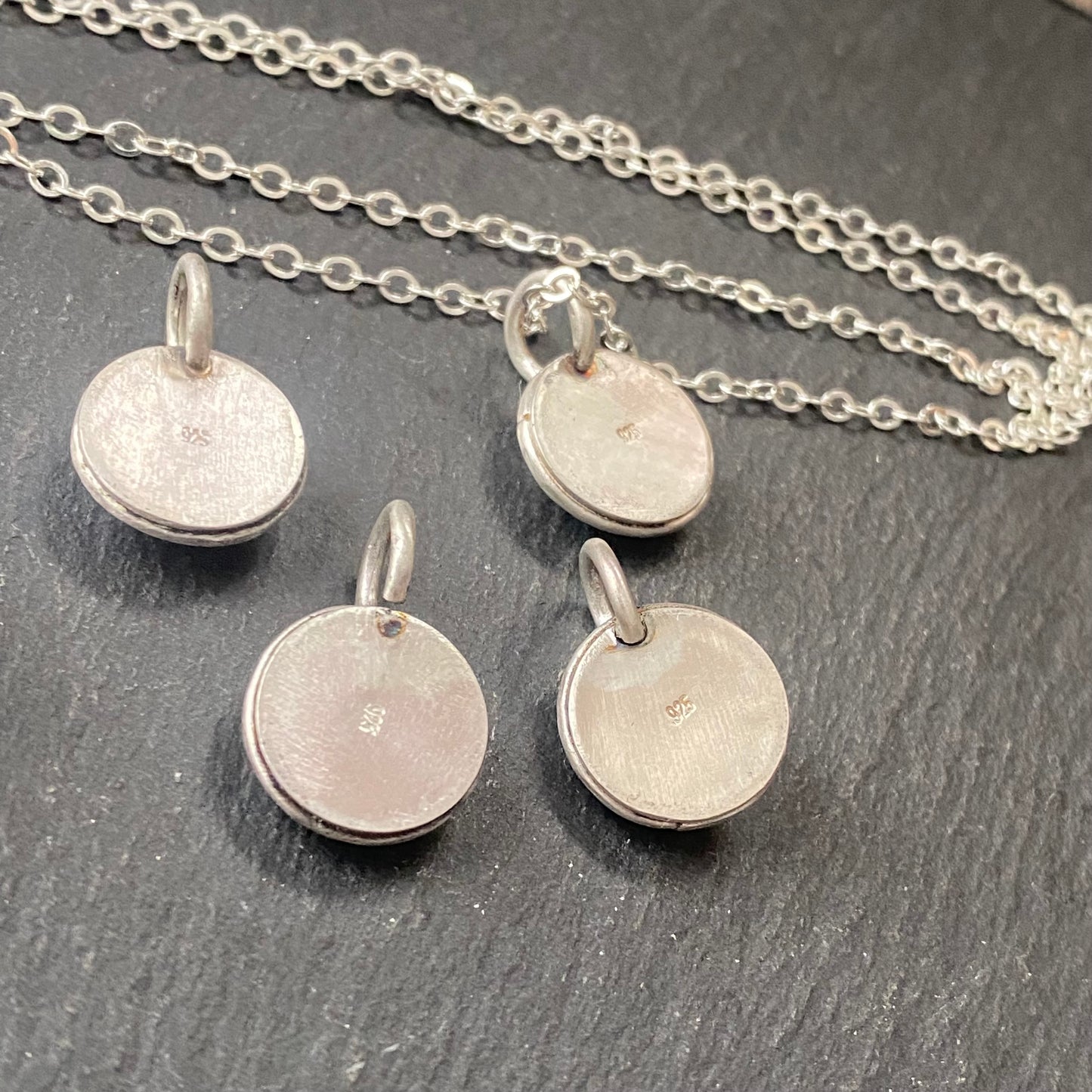Sterling silver sunstone necklace. back view of s sunstone pendant created with recycled sterling silver and genuine sunstone is hand set into hand made bezel. - drake designs jewelry