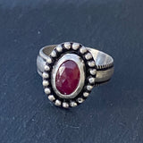 raw ruby ring hand crafted from sterling silver
