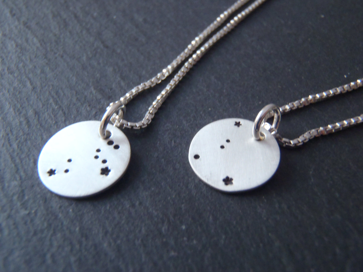 Zodiac constellation necklace hand stamped on sterling silver - Drake Designs Jewelry