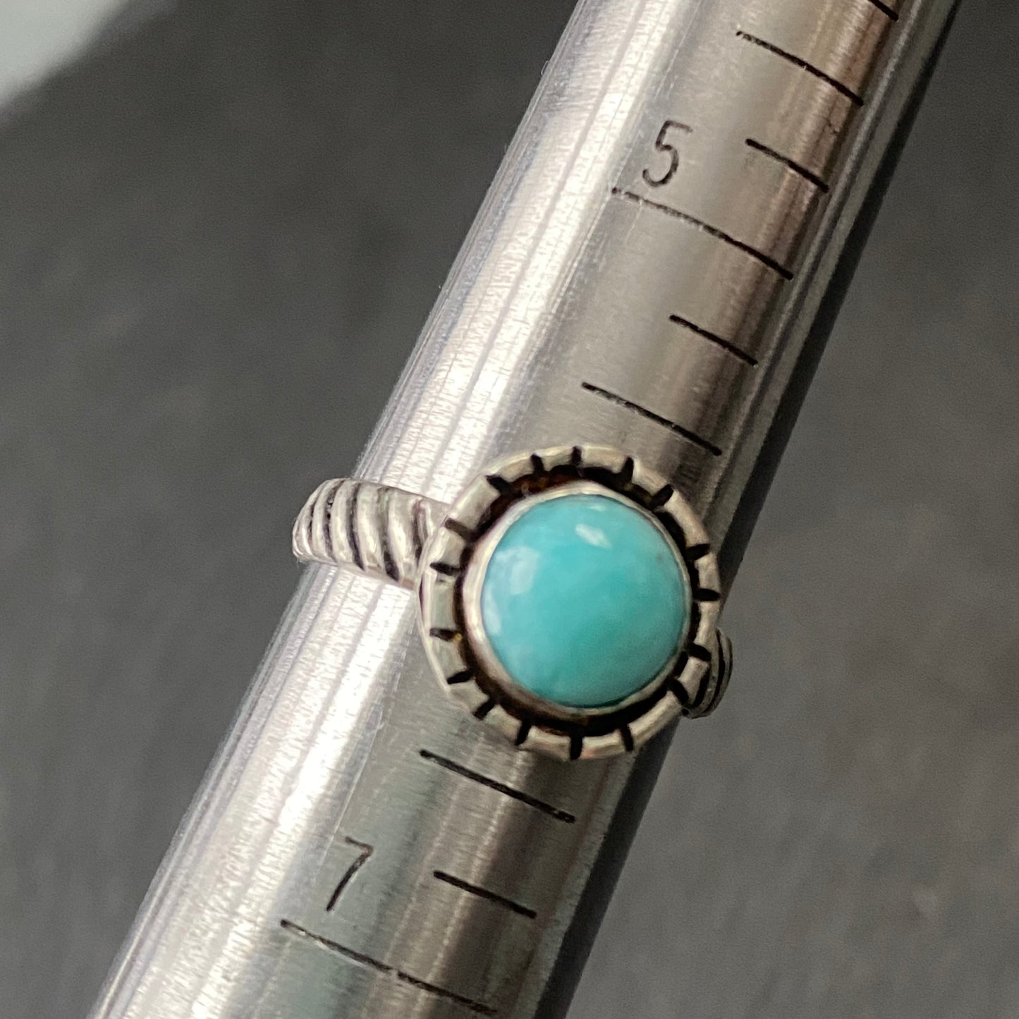 Amazonite Sterling Silver Rustic Ring - Sterling Silver and Cable Ring Band